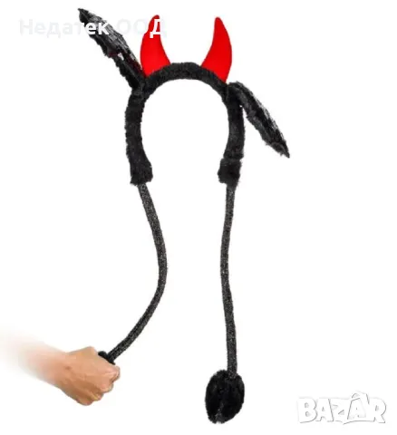 Диадема, движещи се крила, дяволче, черна, снимка 2 - Шноли, диадеми, ленти - 47422320