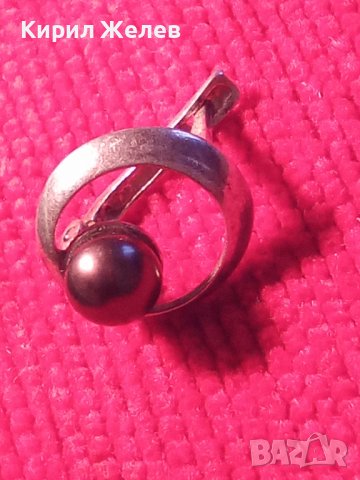 СТАРА ПЕРЛЕНА СРЕБЪРНА АРТ ДЕКО АНГЛИЙСКА ОБЕЦА ОКСИДИРАНО СРЕБРО 925 с НАТУРАЛНА ЧЕРНА ПЕРЛА 25720, снимка 11 - Обеци - 35817405