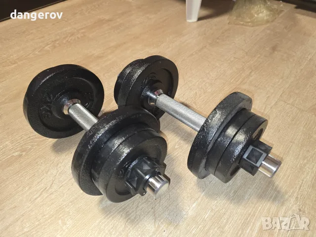 Продавам комплект дъмбели 2х10 кг., снимка 2 - Фитнес уреди - 56237160