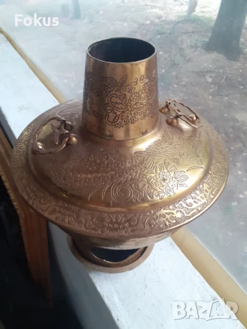 Страхотен стар месингов мангал уред печка, снимка 3 - Антикварни и старинни предмети - 51055593