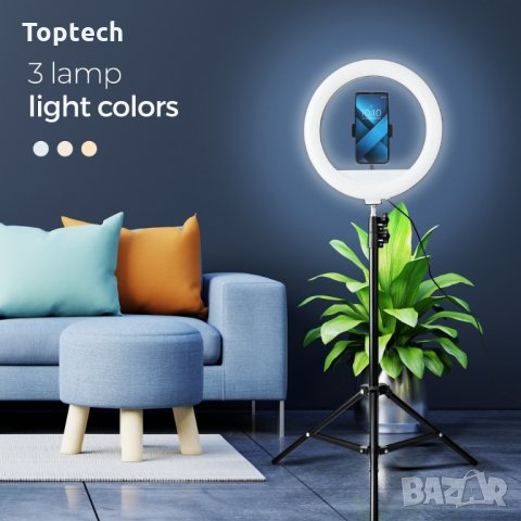 Tik Tok LED RING лампа 12inch с държач за мобилен телефон, снимка 1 - Селфи стикове, аксесоари - 31951541