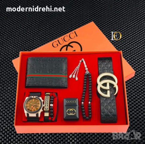 Комплект Gucci колан,часовник,портфейл,броеница,запалка,гривна, снимка 1 - Мъжки - 36904124