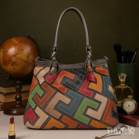 Дамска чанта с многоцветен дизайн – простор, организация и стил в едно, снимка 3 - Чанти - 51884584