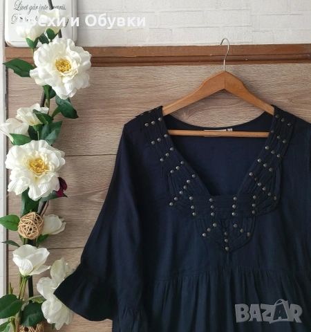 Черна разкроена рокля памучна материя с подплата , снимка 8 - Рокли - 54091892