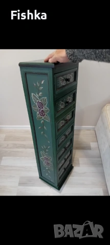 Винтидж комод „Седмица“ (Semainier) – Автентичен Изумруд, снимка 6 - Скринове - 53247237