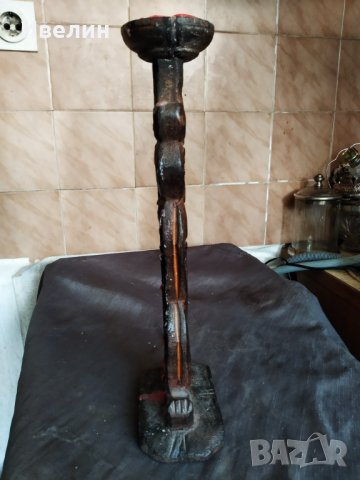 стар дървен свещник, снимка 3 - Антикварни и старинни предмети - 29576418