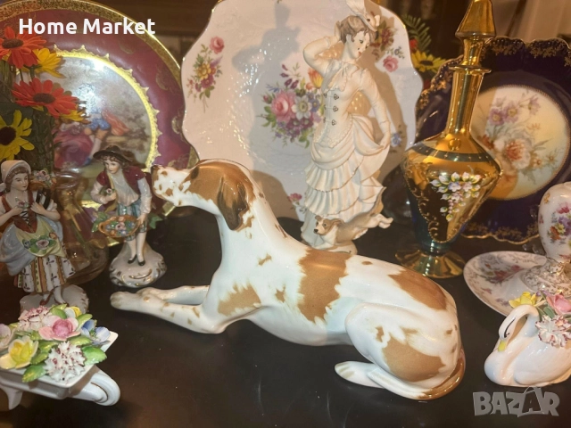 Lomonosov USSR Circa  1950 porcelain English Pointer dog - изящен и огромен сетер, снимка 13 - Антикварни и старинни предмети - 52791333