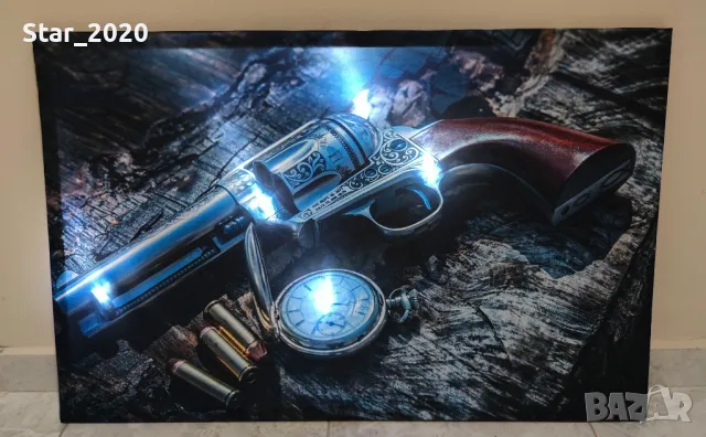 Светеща картина с LED осветление - револвер, снимка 2 - Картини - 49690615