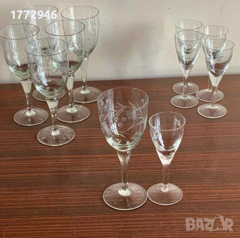 Кристални гравирани чаши на столче, снимка 9 - Чаши - 37487263