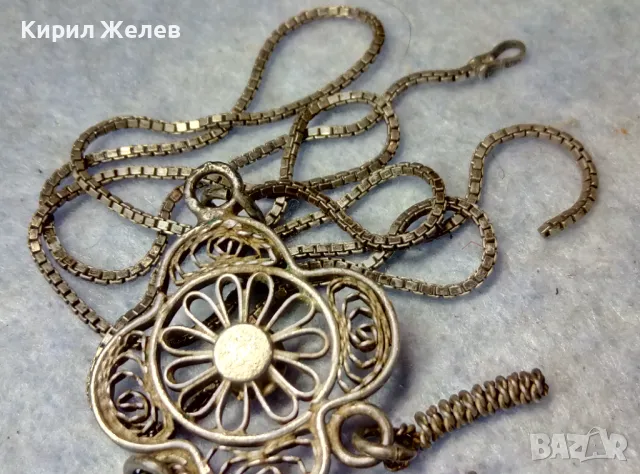 СТАРИНЕН ФИЛИГРАНЕН СРЕБЪРЕН МЕДАЛЬОН с ФИНА СРЕБЪРНА ВЕРИЖКА СРЕБРО 925 с НУЖДА от ЗАКОПЧАЛКА 26418, снимка 6 - Антикварни и старинни предмети - 49981839