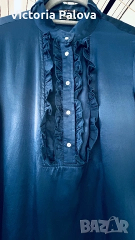 Винтидж синя копринена блуза RA-RE - италиански лукс от 90-те