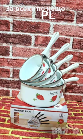 Комплект дебелостенни емайлирани дълбоки кацероли от 5 броя Немско качество, снимка 6 - Съдове за готвене - 47647230