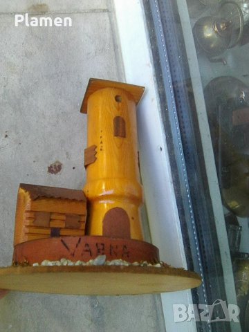 Дървен модел на морски фар сувенир от Варна, снимка 4 - Антикварни и старинни предмети - 36767573