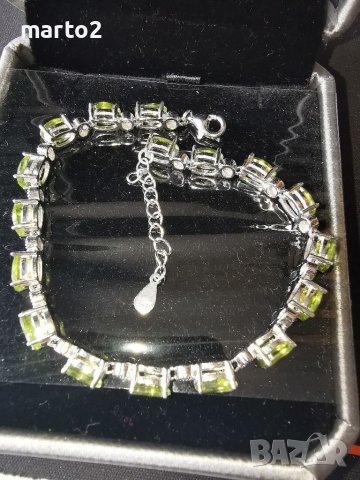  Елегантна сребърна 925 гривна с 17 Натурални Перидота и Циркони!, снимка 5 - Гривни - 40241647