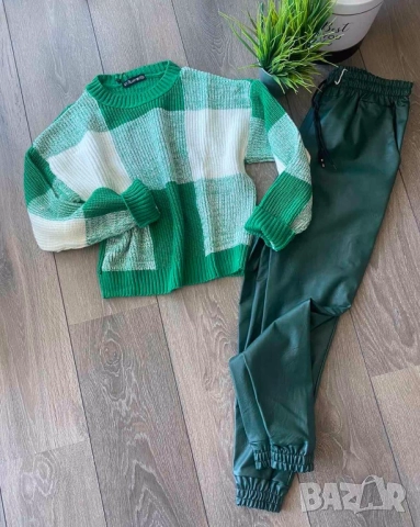 Пуловер с квадрати в черен,зелен,жълт и розов цвят, снимка 5 - Блузи с дълъг ръкав и пуловери - 52415888