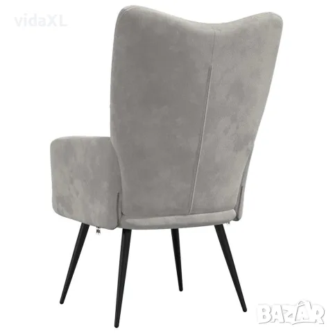 vidaXL Релаксиращ стол, светлосив, кадифе, снимка 5 - Столове - 56146833