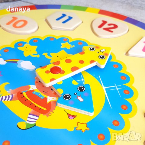 2961 Детски дървен часовник пъзел играчка, снимка 4 - Игри и пъзели - 37629120