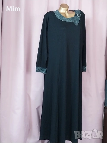 54 Черна свободна рокля от трико, снимка 4 - Рокли - 53921525