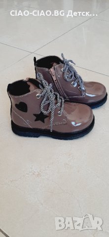 №20-№26, Бебешки боти за момиче КОРТИНА цвят капучино с цип и връзки, снимка 2 - Бебешки боти и ботуши - 34024723