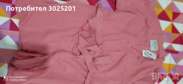 Дамски халат С М Л до коляно в розово, снимка 2 - Бельо - 42788122