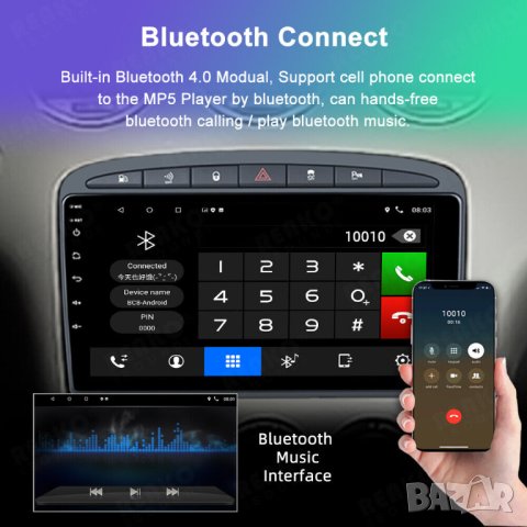 Мултимедия, Peugeot 408, 308, Двоен дин, Навигация, дисплей, 2 Дин, плеър, екран, Android, Пежо 408, снимка 3 - Аксесоари и консумативи - 35238408