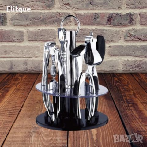 Кухненски комплект 6ч. Bohmann BH 7780, Преса чесън, Тирбушон, Орехотрошачка, Белачка, Отварачка кон, снимка 3 - Други - 52889032