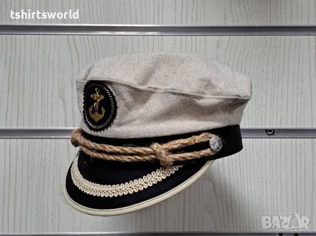Нова капитанска шапка с Котва в бежов цвят, Унисекс, снимка 5 - Шапки - 47687441