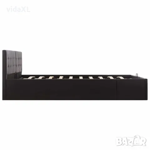 vidaXL Легло с повдигащ механизъм, черно, изкуствена кожа, 180x200 cм, снимка 6 - Спални и легла - 56146478