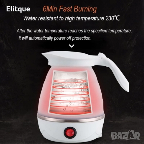 Сгъваема електрическа кана за пътуване. Преносима кана 0.6 литра, снимка 2 - Кани - 52744913