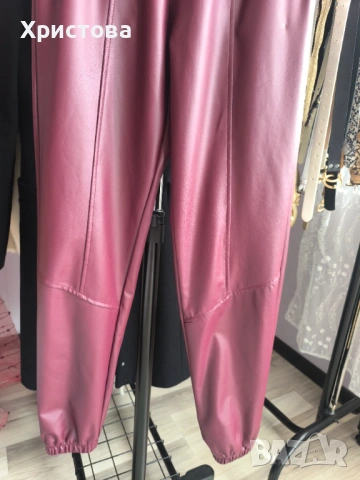 Нов кожен панталон в цвят бордо - 13Е