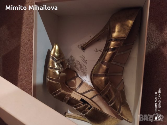 Златисти дамски обувки, снимка 5 - Дамски обувки на ток - 30261488