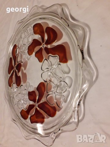 Поднос от двуцветно стъкло   5/1, снимка 2 - Прибори за хранене, готвене и сервиране - 31615480