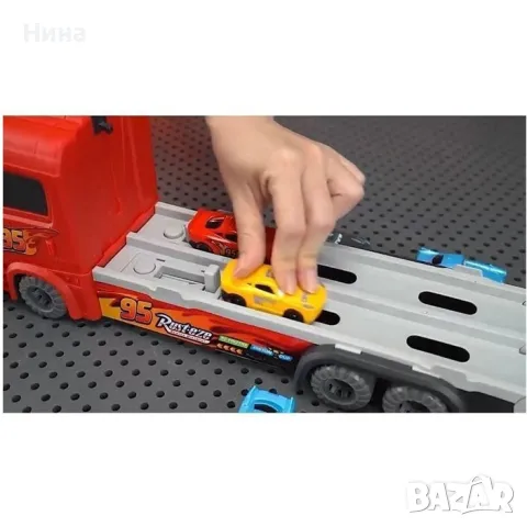 Автовоз с два катапулта, дълга писта и 2 метални коли Cars, снимка 7 - Коли, камиони, мотори, писти - 48250691