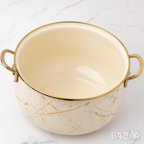 Тенджера Goldmann GM 8017-26B, 26см., Емайл, Индукция, Бял/Старо злато, снимка 7 - Съдове за готвене - 52870877