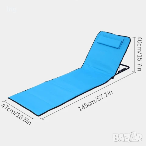 Продавам: Лек и Сгъваем Плажен Шезлонг с Подглавник и Джоб, снимка 3 - Къмпинг мебели - 50927321