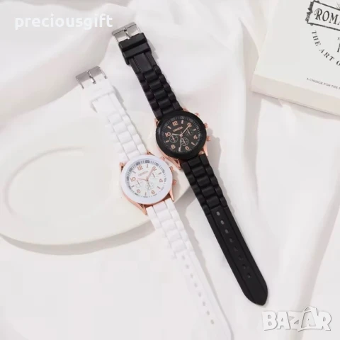 Дамски часовник, наличен в черно и бяло, снимка 6 - Дамски - 51132211