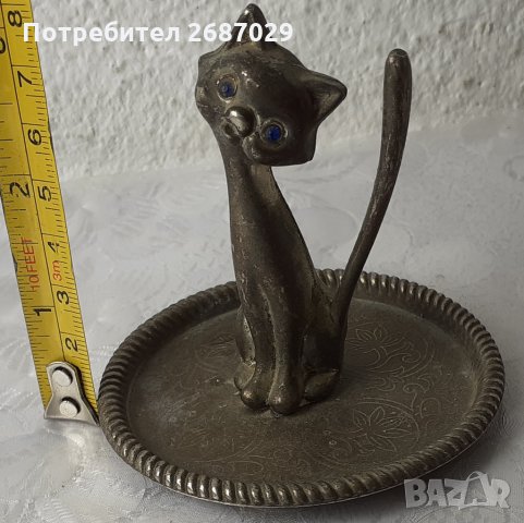 Коте котка метал антика , снимка 2 - Статуетки - 34343102