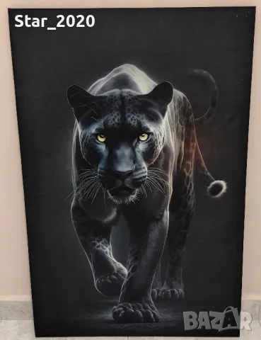 Светеща картина с LED осветление - Черната пантера 