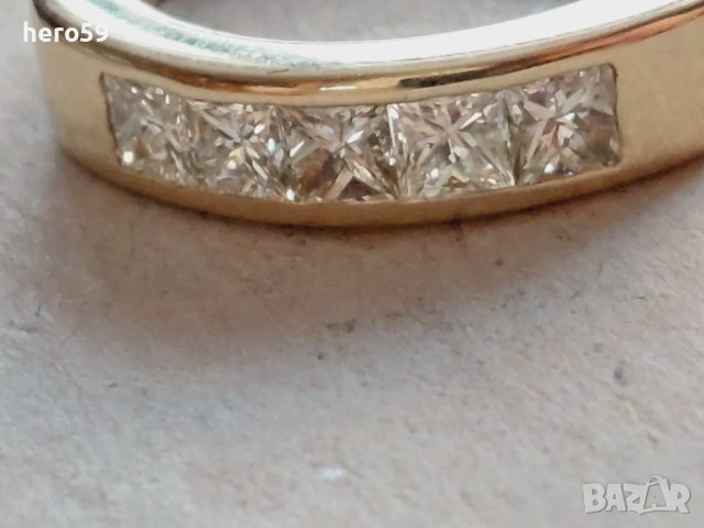 Прекрасен златен 18к дамски пръстен с пет брилянта тотал един карат , снимка 14 - Пръстени - 42922974