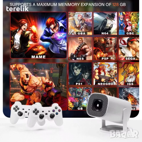 % Нов S40Max 450 Смарт проектор и игрова конзола с 35 000 вградени игри 4K, Android 11