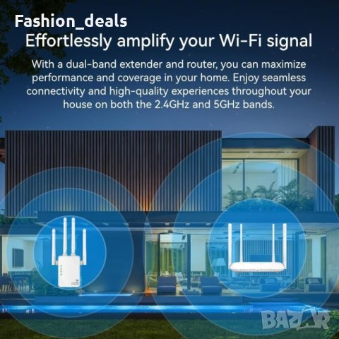 Нов двулентов антисмущаващ WiFi усилвател 1200Mbps 2.4GHz/5GHz , снимка 4 - Друга електроника - 42505536
