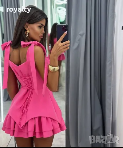 Стилна розова дамска рокля , снимка 2 - Рокли - 50413949
