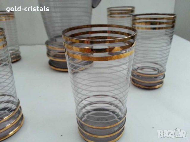 Антикварен сервиз цветно лилаво стъкло , снимка 6 - Антикварни и старинни предмети - 31027805