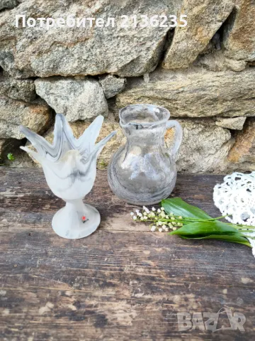 Мраморно стъкло – кана Peill Germany и ваза Herner Glas, снимка 9 - Антикварни и старинни предмети - 50186381