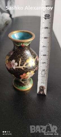 Китайска ваза Клоазон, снимка 5 - Антикварни и старинни предмети - 50659417