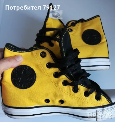 Високи жълти кецове Converse, снимка 2 - Кецове - 56552039