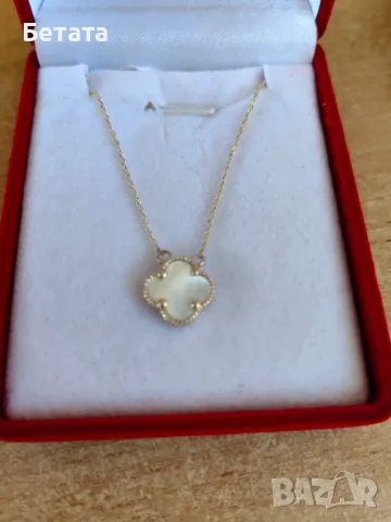 Златно колие със седефена детелина Van Cleef & Arpels VCA Gold Alhambra, снимка 8 - Колиета, медальони, синджири - 45312403