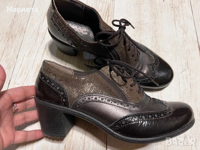 Тъмнокафяви Дамски обувки на ток естествена кожа 37 номер 