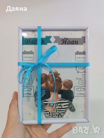 Бебешка визитка в рамка - подарък за новородено , снимка 5 - Ръчно изработени сувенири - 41943805