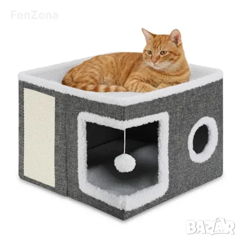 Котешка къщичка 2 в 1 с драскалка и легло, снимка 3 - За котки - 56084039
